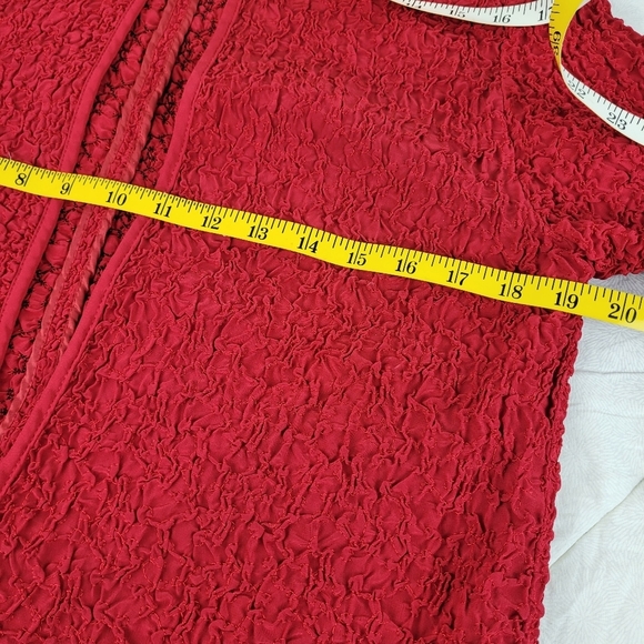 Valerie Stevens petite textured red lady jacket 100% silk classic officewear 10P - Picture 9 of 12